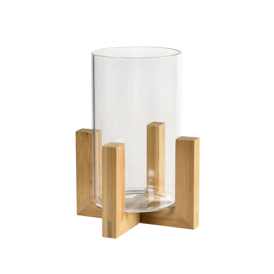 Die Laterne aus Glas, 12x12x17 cm von Duni GmbH, kombiniert stilvoll Holz und Glas und ist als dekorative Tischlaterne aus der ESME-Serie ein elegantes Wohnaccessoire für jeden Raum.