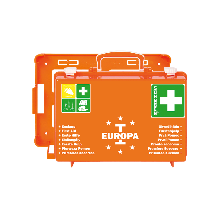 EUROPA I elsősegély-készlet, narancssárga, feltöltve