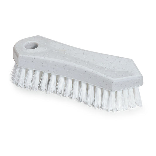 Die Nölle Profi Brush Allzweckbürste 18 cm von Nölle Profi Brush Bürsten- & Pinseltechnik e.K. verfügt über harte PP-Borsten und ein Stielloch, ideal für die Reinigung, hier in grauem Kunststoff auf weißem Grund.