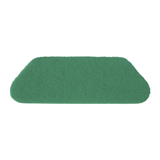 Ein grünes, rechteckiges TASKI Americo S-Pad 45 x 15 cm von Diversey Deutschland GmbH & Co. OHG für die Nass- oder Trockenreinigung ist vor einem weißen Hintergrund abgebildet.