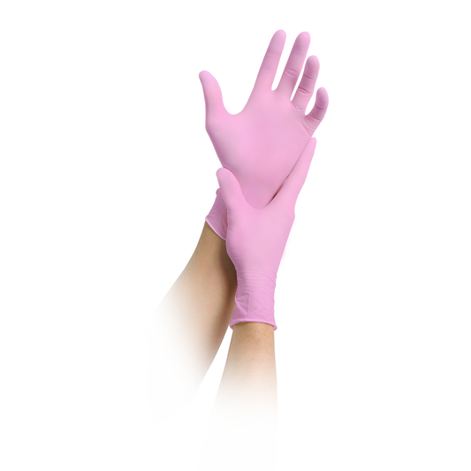 MaiMed-solution 100 rózsaszín nem steril, púdermentes latexmentes kesztyű, kék, 100 db/doboz