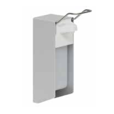 Der Novocal Desinfektionsmittelspender Wandmodell, abschließbar, mit Metallhebelgriff und halbtransparentem Behälter von Novocal eignet sich ideal zur Wandmontage für Seife oder Desinfektionsmittel.