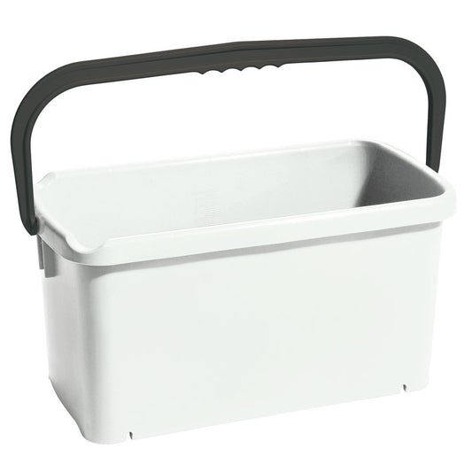 Der Haug Bürsten KG EIMER, VIERECKIG, PP (480x235x230mm), 20L Fassungsvermögen, ist ein rechteckiger weißer Polypropylen-Eimer mit schwarzem Henkel, abgebildet auf einem schlichten weißen Hintergrund.