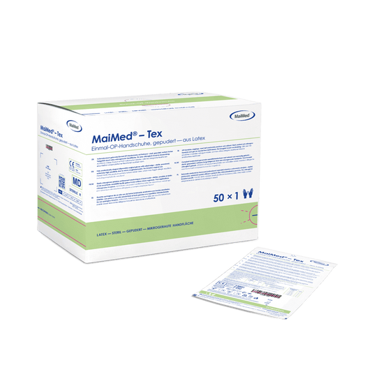 MaiMed-Tex steril, enyhén púderezett latex sebészeti kesztyű 50 pár/doboz