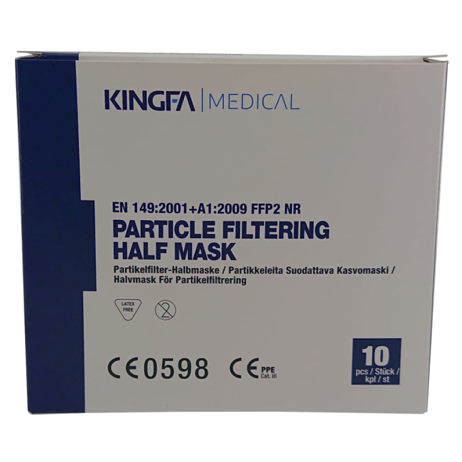 FFP2 légzőmaszk, fehér, 10 db. / Doboz szelep nélkül, fülhurkok | Doboz (10 db)