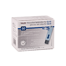 Beurer GL 40 mg/dl-es tesztcsíkok, 50 darabos csomagban