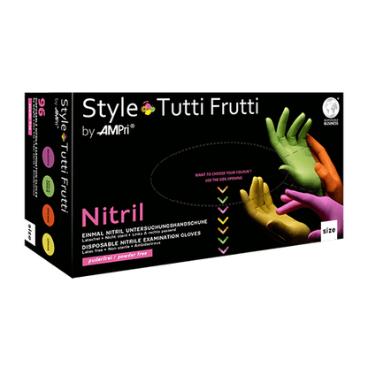 AMPri Style Tutti Frutti nitril kesztyű, púdermentes, vegyes színű | doboz (96 darab)