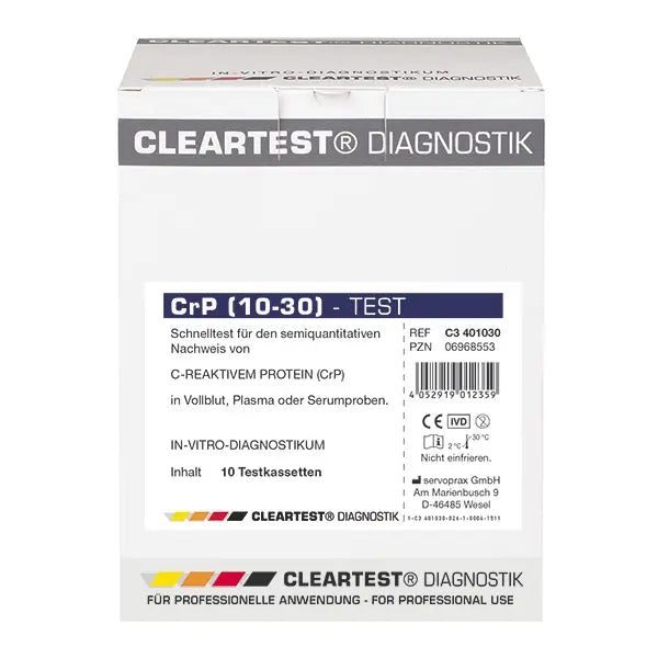 Cleartest CrP (10/30) Cut Off: 10mg/l Referencia: 30mg/l Csomag: 10 teszt | Csomag (10 teszt)