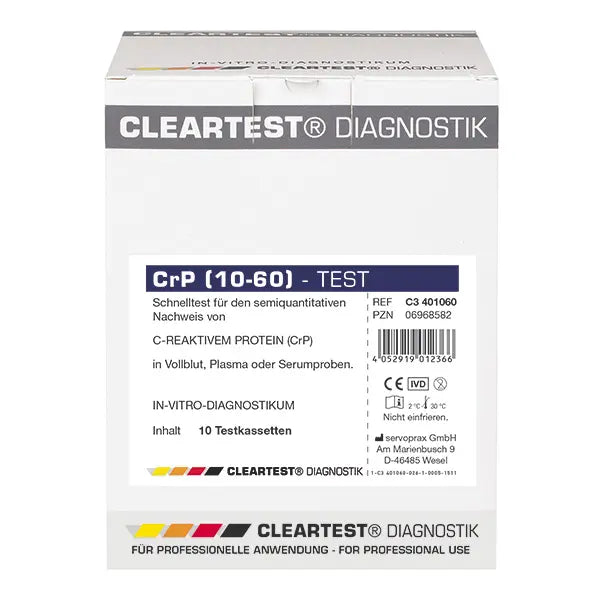 Cleartest CrP HS (10/60) nagy érzékenységű levágás: 10mg/l Referencia: 60mg/l Csomag: 10 teszt | Csomag (10 teszt)