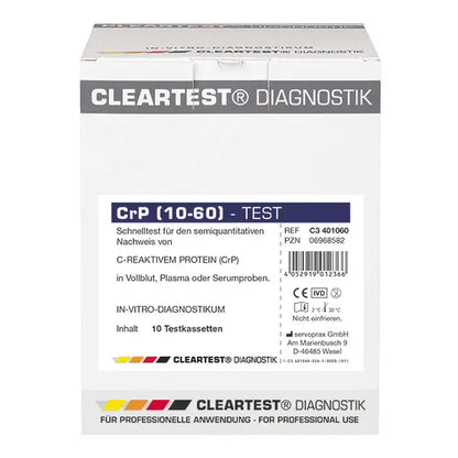 Cleartest CrP HS (10/60) nagy érzékenységű levágás: 10mg/l Referencia: 60mg/l Csomag: 10 teszt | Csomag (10 teszt)