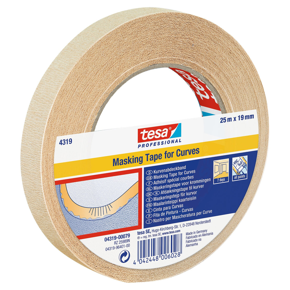 tesa Professional 4319 Kurvenband, hellbraun 25 m x 19 mm