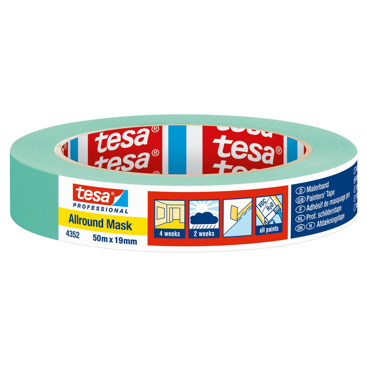 tesa Allround Mask 4352 Craftsmen, pastellgrün 50 m x 19 mm