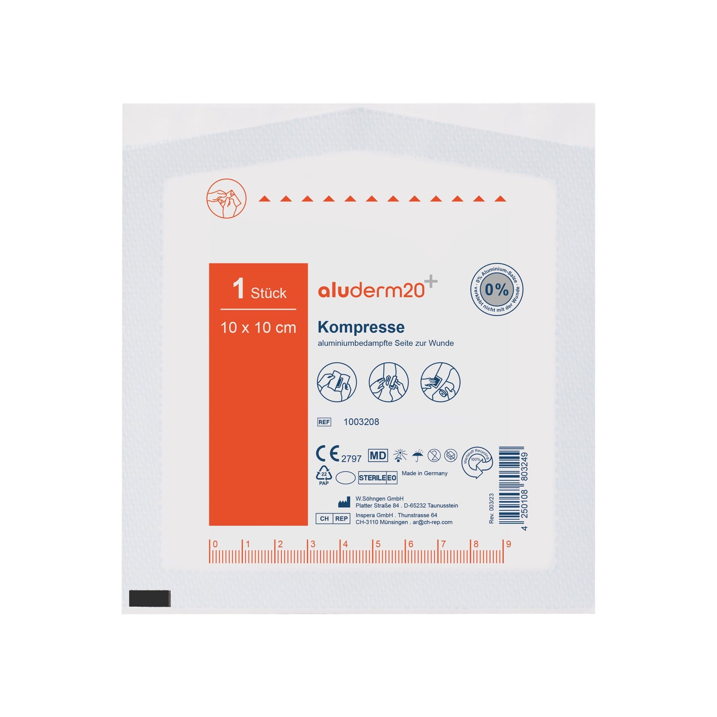 aluderm® Kompresse einzeln 10 x 10 cm