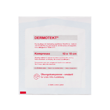 DERMOTEKT®  gyakorlókompressz 10 x 10 cm, 2 darab, nem steril, 50 darabos kartonban
