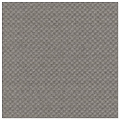 Egy négyzet alakú, középszürke anyagminta finom szövésű textúrával, hasonlóan a PAPSTAR 50 szalvétához "ROYAL Collection" 1/4-hajtás 40 x 40 cm szürke a PAPSTAR GmbH-tól. A felület egyenletesen színezett, tiszta, egyenes élekkel.