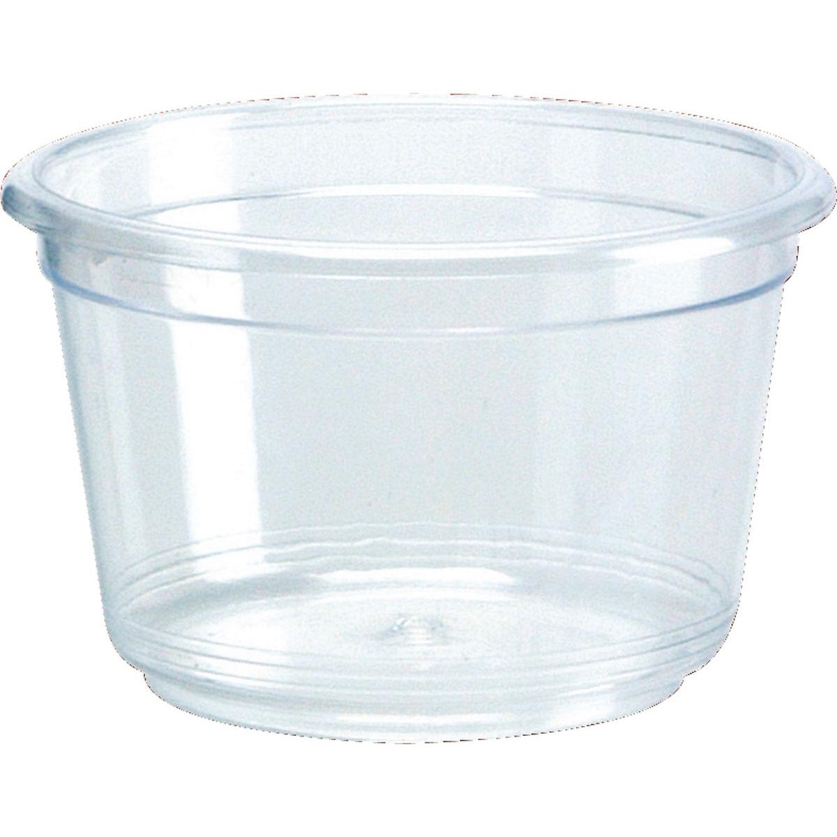 Der Dressingbecher Transparent PS 47x47x29 mm von Duni GmbH ist ein durchsichtiger Behälter, ideal für Saucen, Gewürze oder kleine Essensportionen. Perfekt für Partys oder Veranstaltungen. Verkauft in Packungen mit 50 Stück, ideal für den Foodservice.