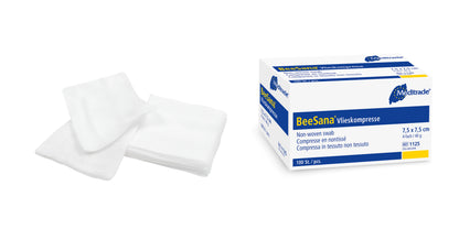 BeeSana® gyapjú borogatás, nem steril, 4-szeres, 40 g, 7,5 x 7,5 cm | Csomag (100 db)