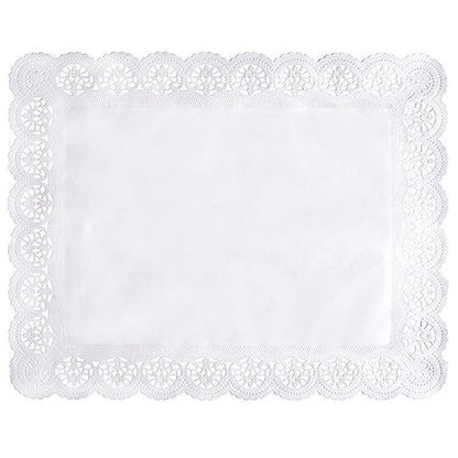 A PAPSTAR 100 csúcsos papírlapja a PAPSTAR GmbH-tól egy téglalap alakú fehér terítő, amelynek egyszerű közepe van, és díszített csúcsszéllel, kör- és legyezőmotívumokkal.