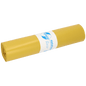 A képen egy sárga DEISS 13023 szemeteszsák tekercs látható (700x1100 mm, 60-as típus, 25 darab) az EMIL DEISS KG (GmbH + Co.) cégtől, középen egy fehér-kék címkével, fehér alapon.