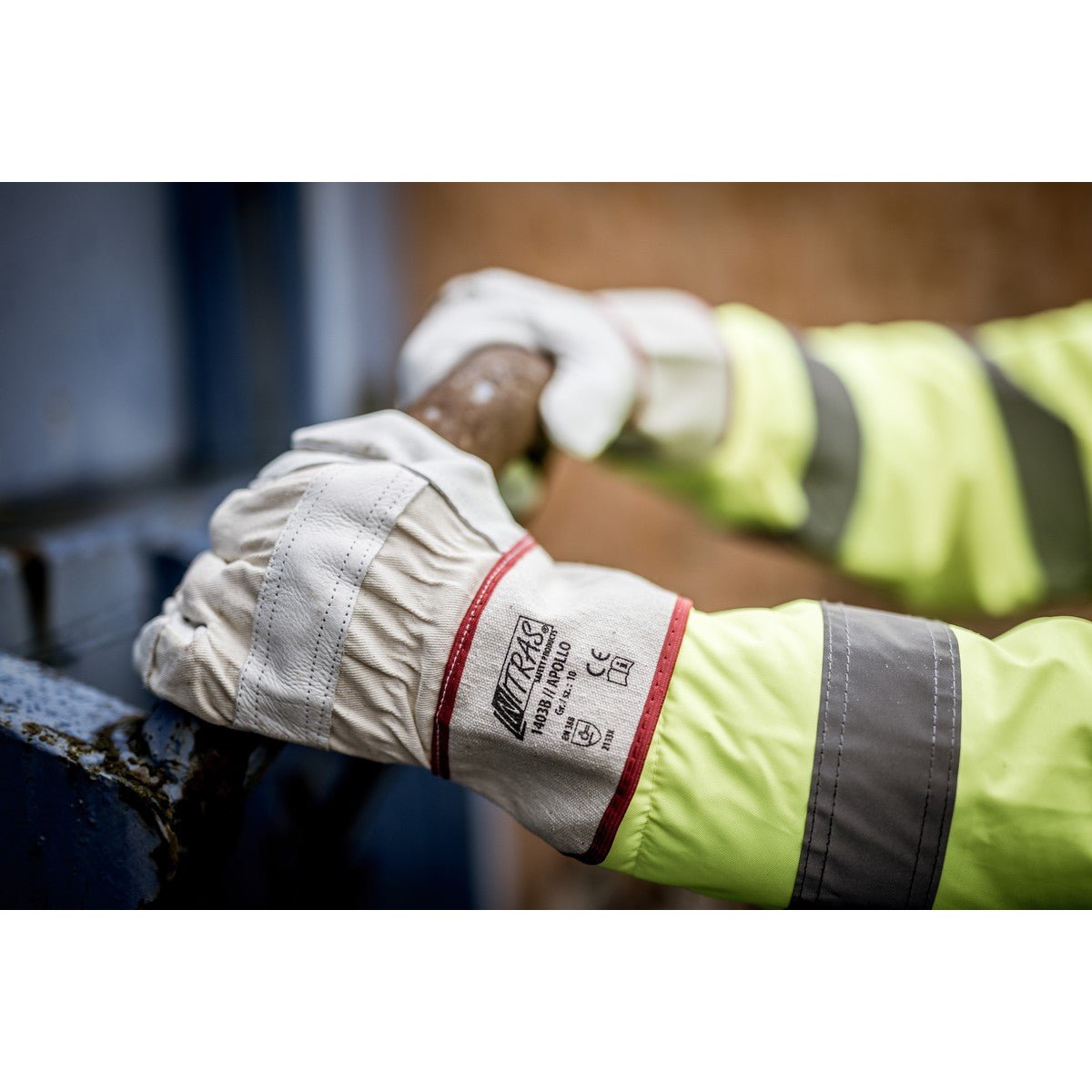 NITRAS APOLLO, teljes kiőrlésű marhabőr kesztyű, natúr szín / szürke