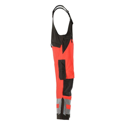 MASCOT® Newcastle dungarees, hi-vis vörös/sötét antracit