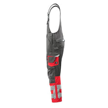 MASCOT® Sunderland dungarees, sötét antracit/hi-vis vörös