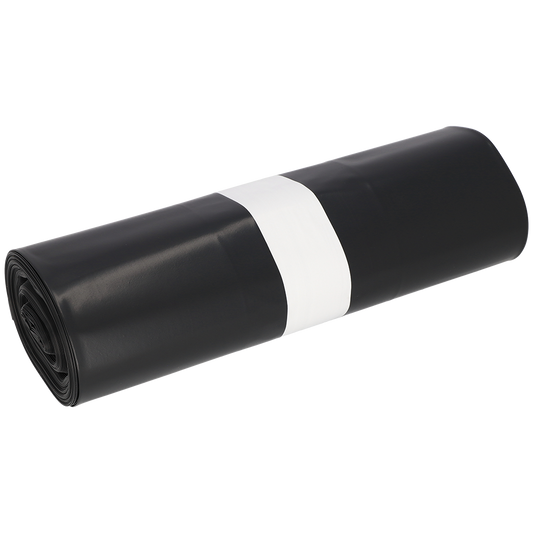 Abgebildet ist ein aufgerollter DEISS Müllsack 575x1000x0,01 mm aus LDPE 70 l der EMIL DEISS KG (GmbH + Co.), gesichert mit einer weißen Papierbanderole, auf einfarbig weißem Hintergrund.