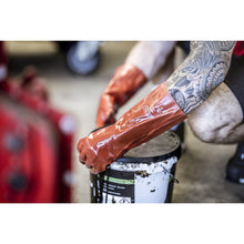 NITRAS PVC kesztyű, piros, EN 388 pamutdzsörzé | Csomag (12 pár)