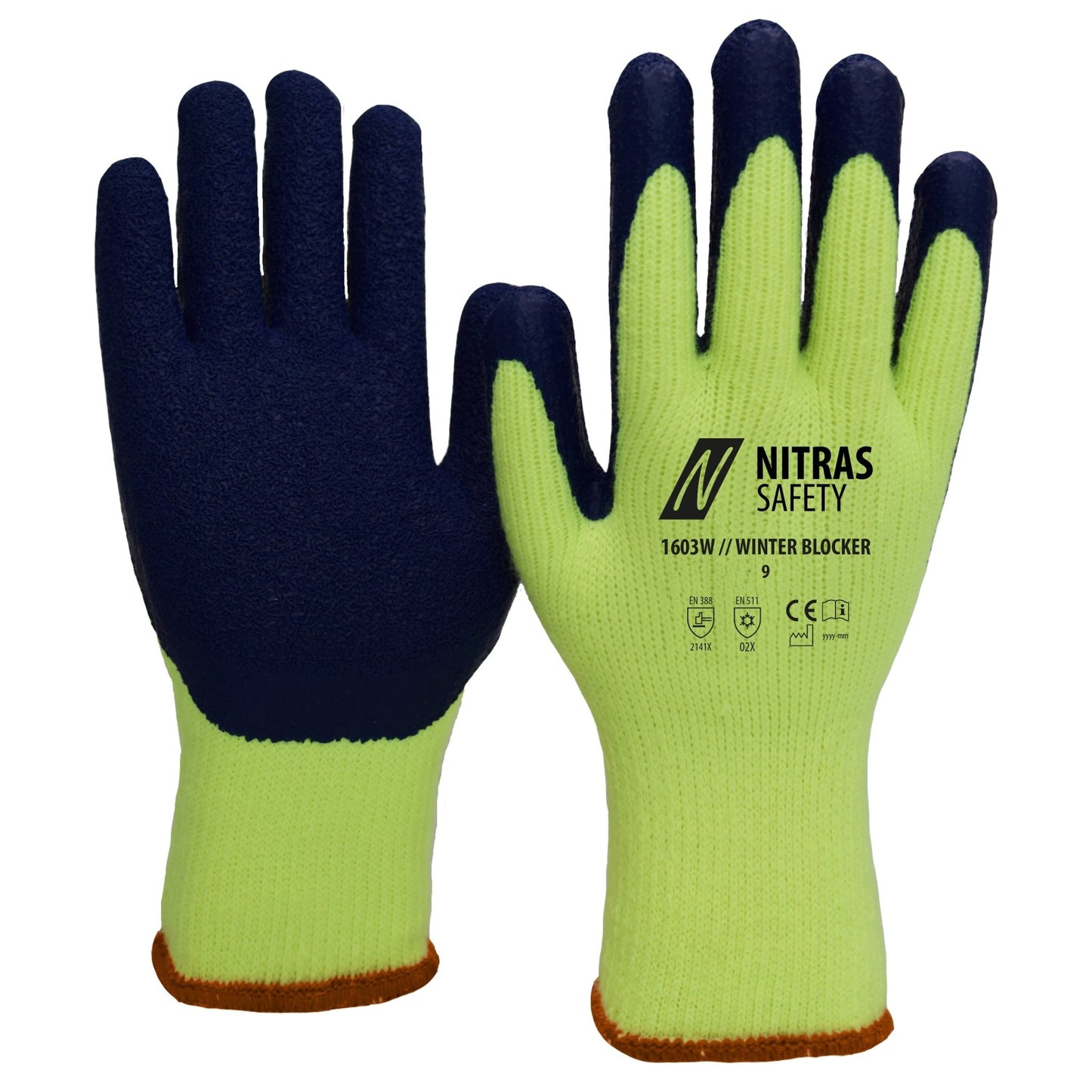 NITRAS WINTER BLOCKER, téli kesztyű, neon sárga / kék