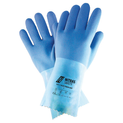 NITRAS BLUE POWER GRIP, vegyvédelmi kesztyű, kék