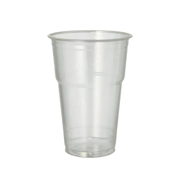Der PAPSTAR 70 Kaltgetränkebecher aus PLA "pure" von PAPSTAR GmbH steht glasklar und umweltfreundlich aufrecht auf weißem Hintergrund - ideal für erfrischende Getränke.