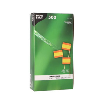 Egy fehér doboz „PAPSTAR 500 dekorációs pálcika 8 cm fehér” felirattal a PAPSTAR GmbH-tól, amely 8 cm hosszú dekorációs pálcikákat tartalmaz. A csomagolás az ábrázolt pálcikák mellett német, angol és francia szövegeket is tartalmaz – ideális stílusos bemutatókhoz!
