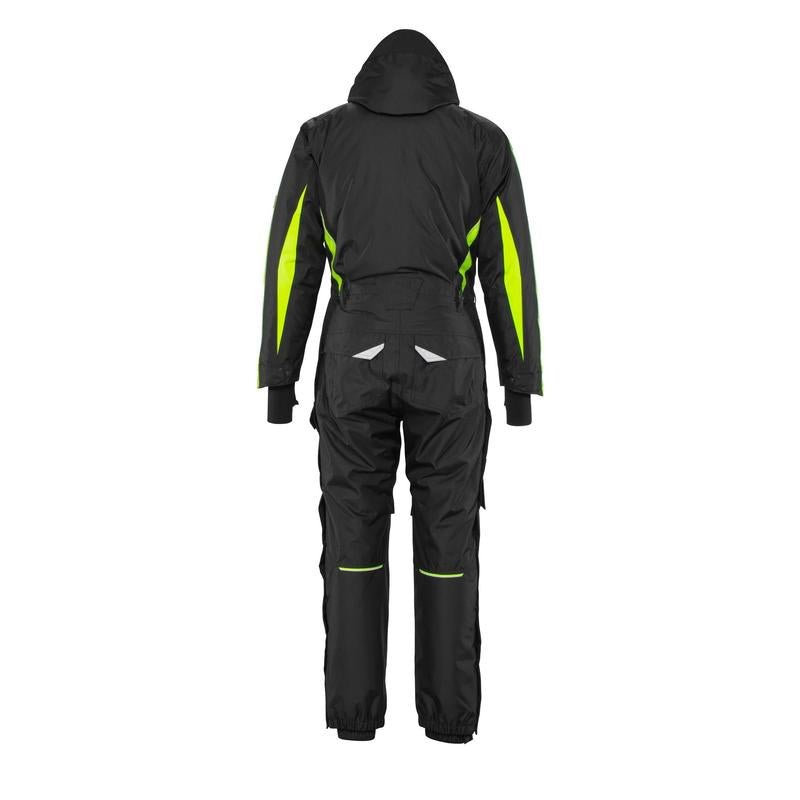 Térdzsebekkel ellátott overál, könnyű téli kombináció, fekete/hi-vis sárga