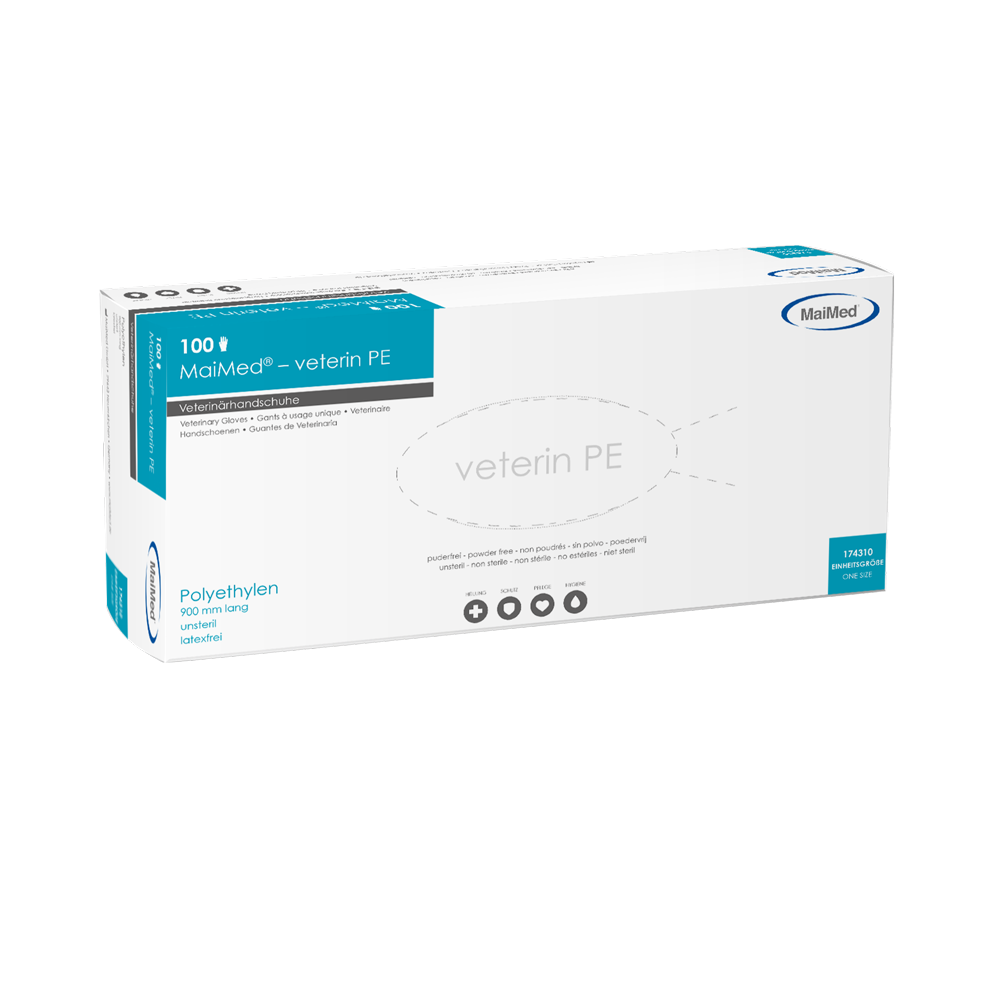 MaiMed-veterin PE állatorvosi kesztyű 90cm, narancssárga, 100 db/doboz | Doboz (100 db)