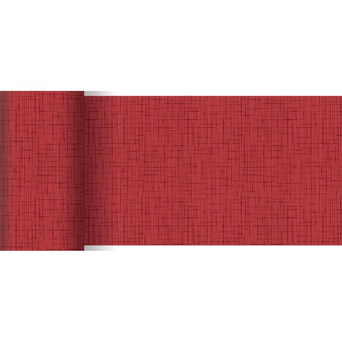 A Duni GmbH 20 m x 15 cm-es Dunicel asztali futója finom piros struktúrájú rácsmintájával tökéletes modern asztaldekorációként vagy futóként sokoldalúan használható.