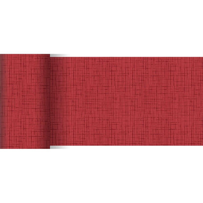 A Duni GmbH 20 m x 15 cm-es Dunicel asztali futója finom piros struktúrájú rácsmintájával tökéletes modern asztaldekorációként vagy futóként sokoldalúan használható.