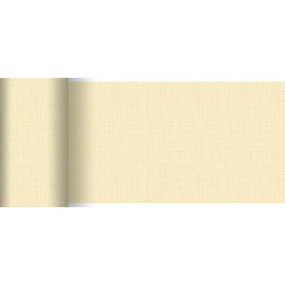 A Duni GmbH 20 m x 15 cm-es Dunicel asztali futója egy bézs, finoman strukturált keresztvonalas asztali futó, ideális modern asztaldekorációkhoz. Egyszerű, de elegáns dizájnja világításban is jól mutat.