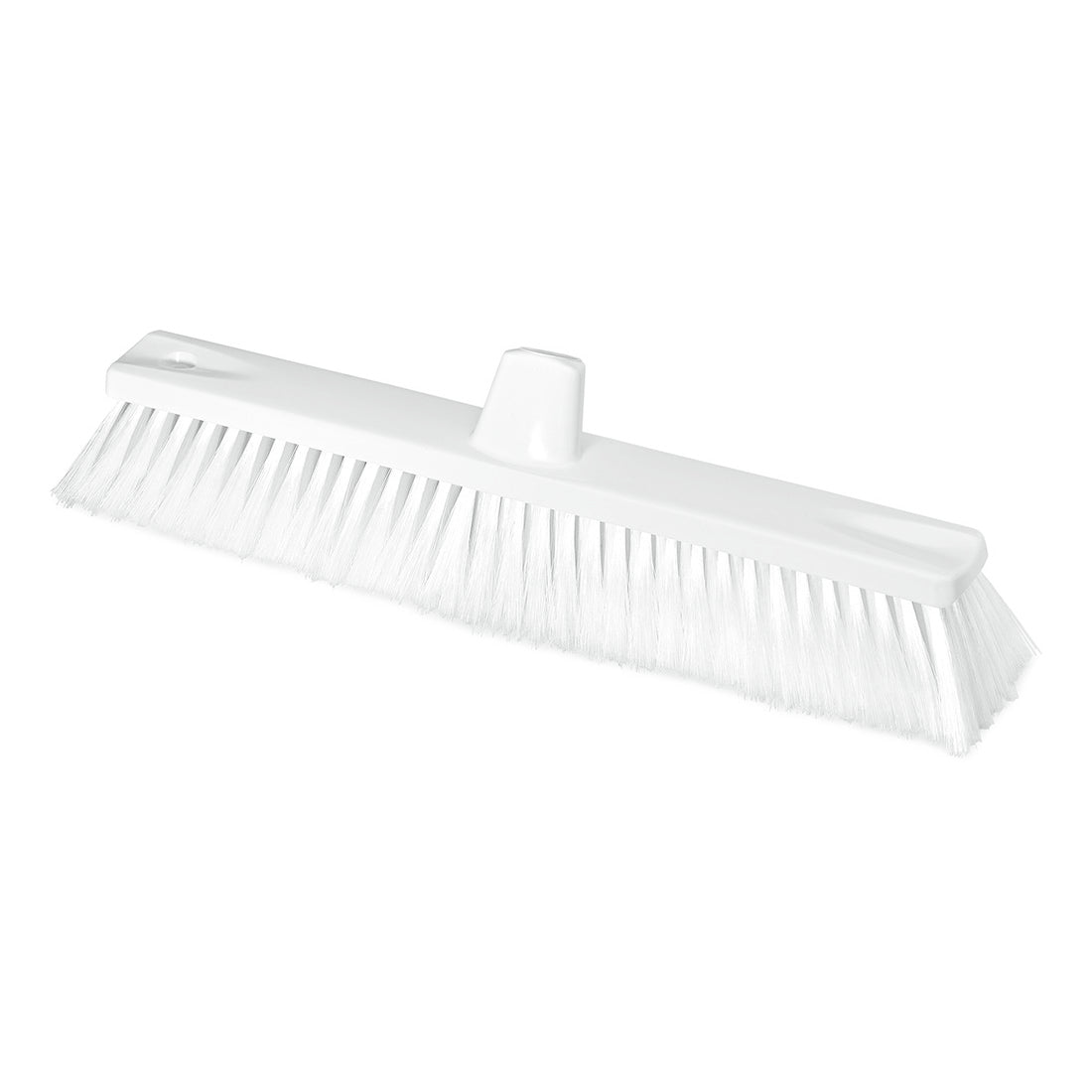 Egy fehér Nölle Profi Brush HACCP nagyméretű seprű 0,25 mm puha sörtékkel a Nölle Profi Brush Bürsten- & Pinseltechnik e.K.-tól két nyélnyílással, egyszerű fehér háttéren ábrázolva.