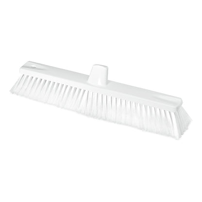 Egy fehér Nölle Profi Brush HACCP nagyméretű seprű 0,25 mm puha sörtékkel a Nölle Profi Brush Bürsten- & Pinseltechnik e.K.-tól két nyélnyílással, egyszerű fehér háttéren ábrázolva.