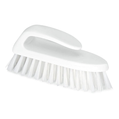 A Nölle Profi Brush HACCP mosókefe fogantyúval (18 cm, 0,5 mm-es kemény sörték) – a Nölle Profi Brush Bürsten- & Pinseltechnik e.K. márkától – ferde helyzetben látható egy egyszerű fehér háttér előtt.