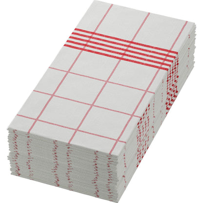 A Duni GmbH gyártmányú, finoman és gondosan összehajtott, 48 x 48 cm-es, 1/8-as könyvhajtású Dunisoft szalvéták piros kockás mintával és piros keresztcsíkokkal – tökéletesek ahhoz, hogy minden terített asztalnak exkluzív hangulatot kölcsönözzenek.