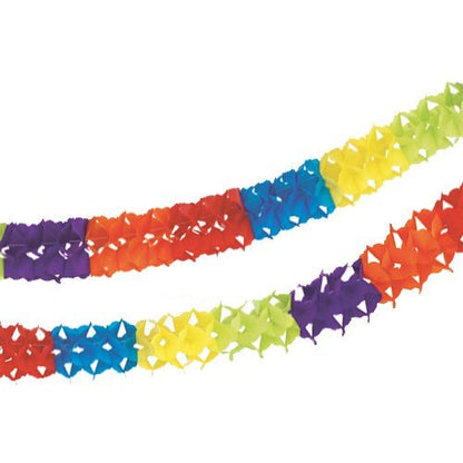 A PAPSTAR papírgirland (Ø 11,5 cm, 4 m) a PAPSTAR GmbH-tól egy ünnepi dekoráció színes, ismétlődő szakaszokkal piros, narancs, sárga, zöld, kék és lila színekben - tökéletes egy élénk parti dekorációhoz.
