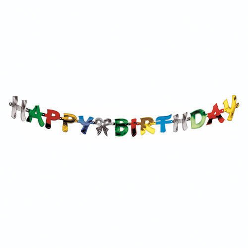 A PAPSTAR "Happy Birthday" üdvözlő lánc (1,4 m) a PAPSTAR GmbH-tól egy ünnepi, színes születésnapi dekoráció, itt egy egyszerű fehér háttér előtt.
