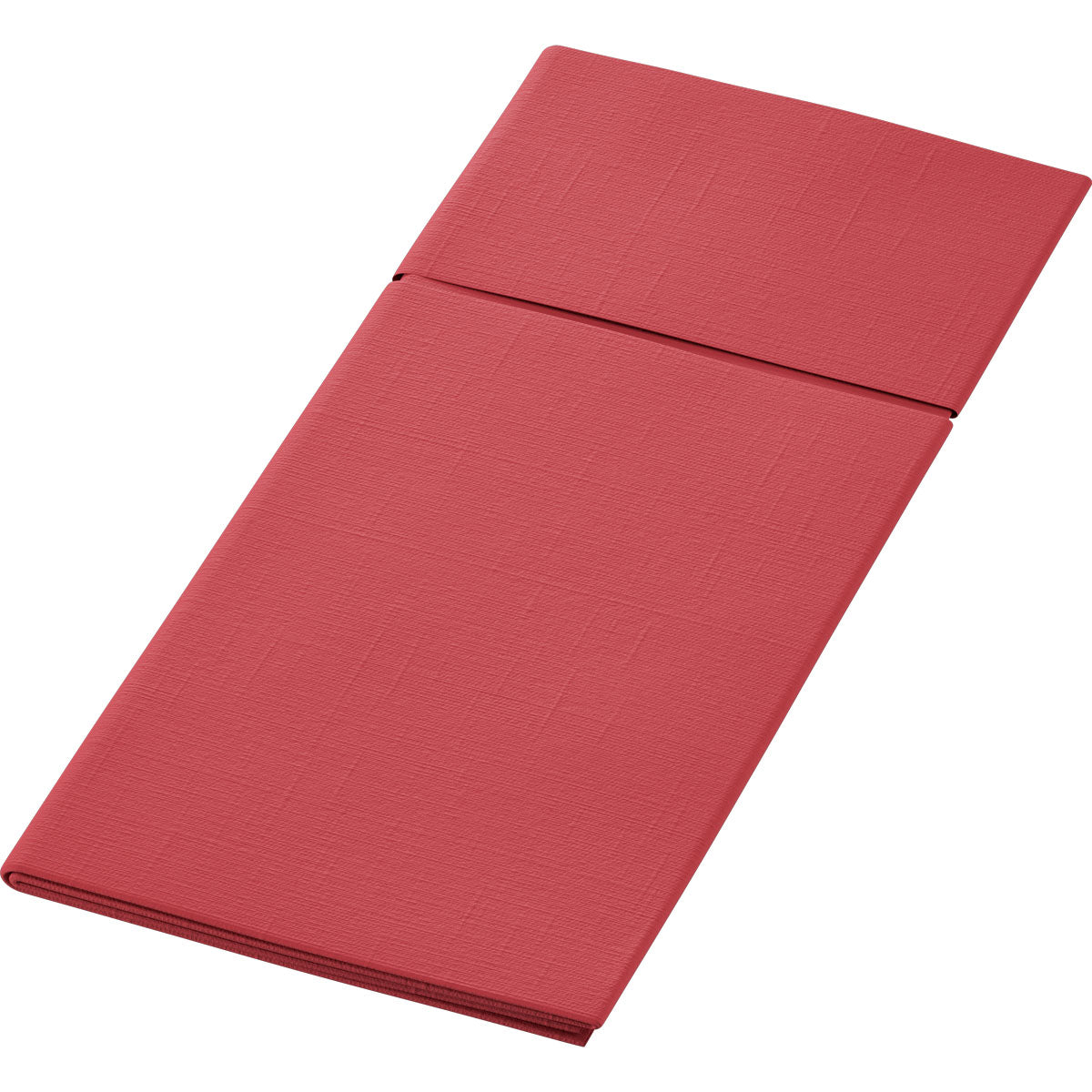 A Duni GmbH 480 x 400 mm-es Dunilettoja egy téglalap alakú, hajtogatott piros paszpartu finom struktúramintával, tökéletes elegáns evőeszköztartóként és asztali kiegészítőként stílusosan megterített asztalokhoz.