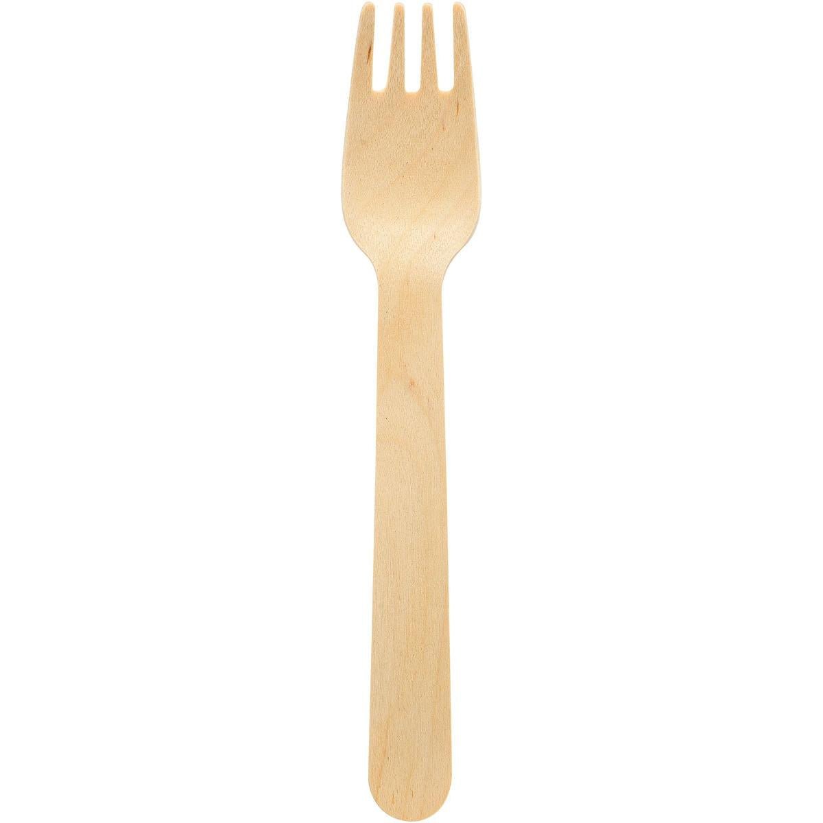 Die Duni GmbH Gabel 160 mm, Holz ungewachst ist ein umweltfreundliches Holzutensil, das Löffel- und Gabeleigenschaften kombiniert und sich ideal für eine nachhaltige Ernährung eignet; erhältlich in Packungen zu 100 Stück.