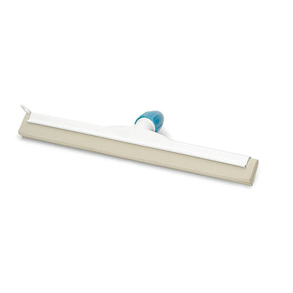 A Nölle Profi Brush műanyag vízhúzó átfedő anyával, a Nölle Profi Brush kefe- és ecsettechnika e.K.-tól, lapos, téglalap alakú gumipengével és kék fogantyúval rendelkezik, amely egyszerű fehér háttér előtt van ábrázolva.