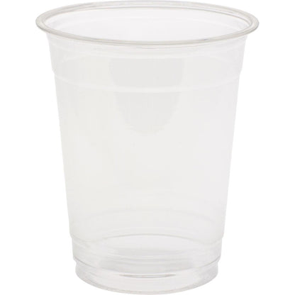 A Duni GmbH átlátszó, kristálytiszta pohara elegáns üvegmegjelenéssel, egy egyszerű fehér háttér előtt áll, amelynek látható pereme és alja kiváló minőségű anyagokat mutat.