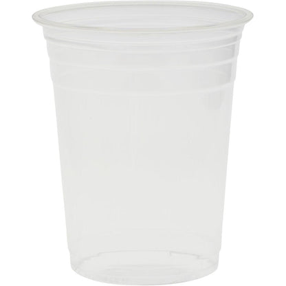 A Duni GmbH által gyártott Crystal Transparent csésze, amely kiváló minőségű anyagokból készült, enyhén kiálló peremmel, üresen áll egy egyszerű fehér háttér előtt.