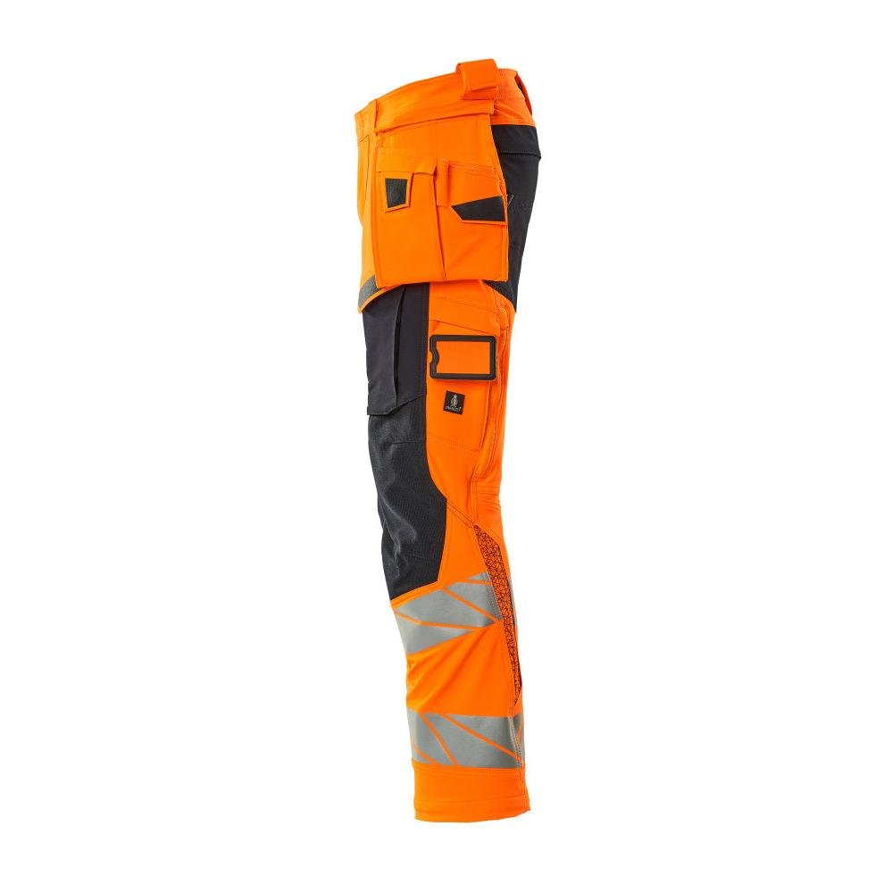 Nadrág függőzsebekkel, ULTIMATE STRETCH nadrág, hi-vis narancs/fekete-kék