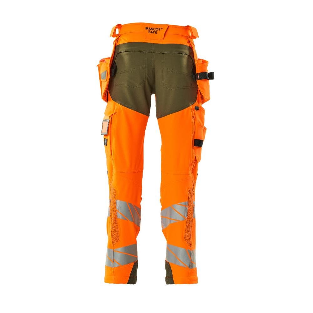 Nadrág függőzsebekkel, ULTIMATE STRETCH nadrág, hi-vis narancssárga/mohazöld